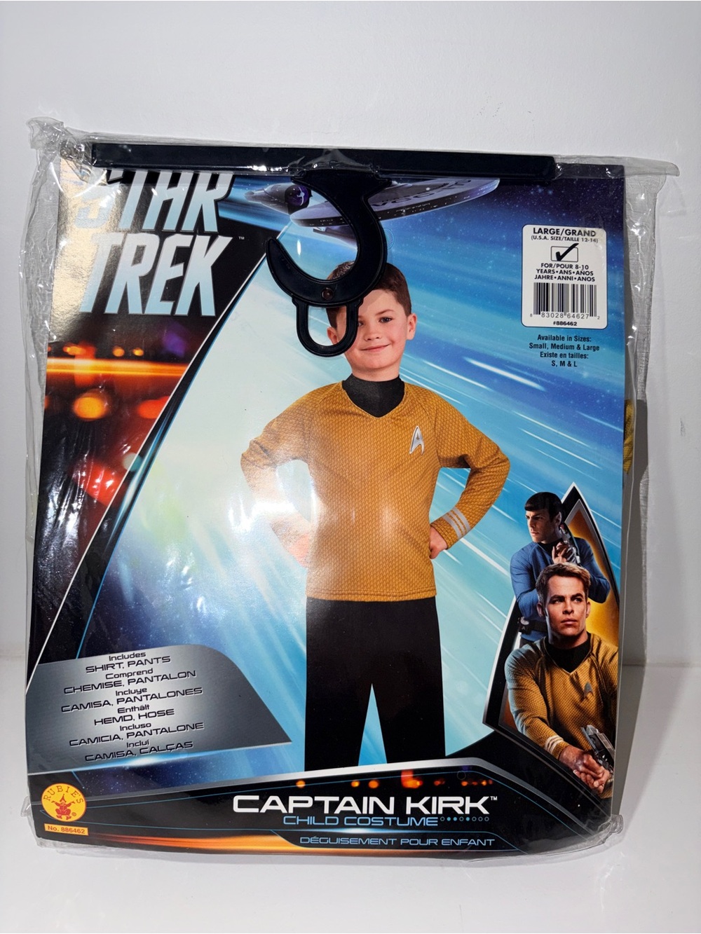 Star Trek Captain Kirk Costume Kids L 12-14 Rubie’s NWT